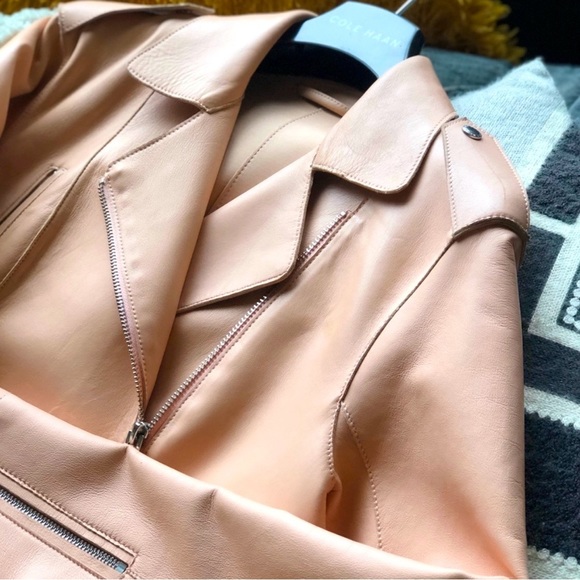 Cole Haan Blush Pink Leather Jacket - Picture 3 of 15